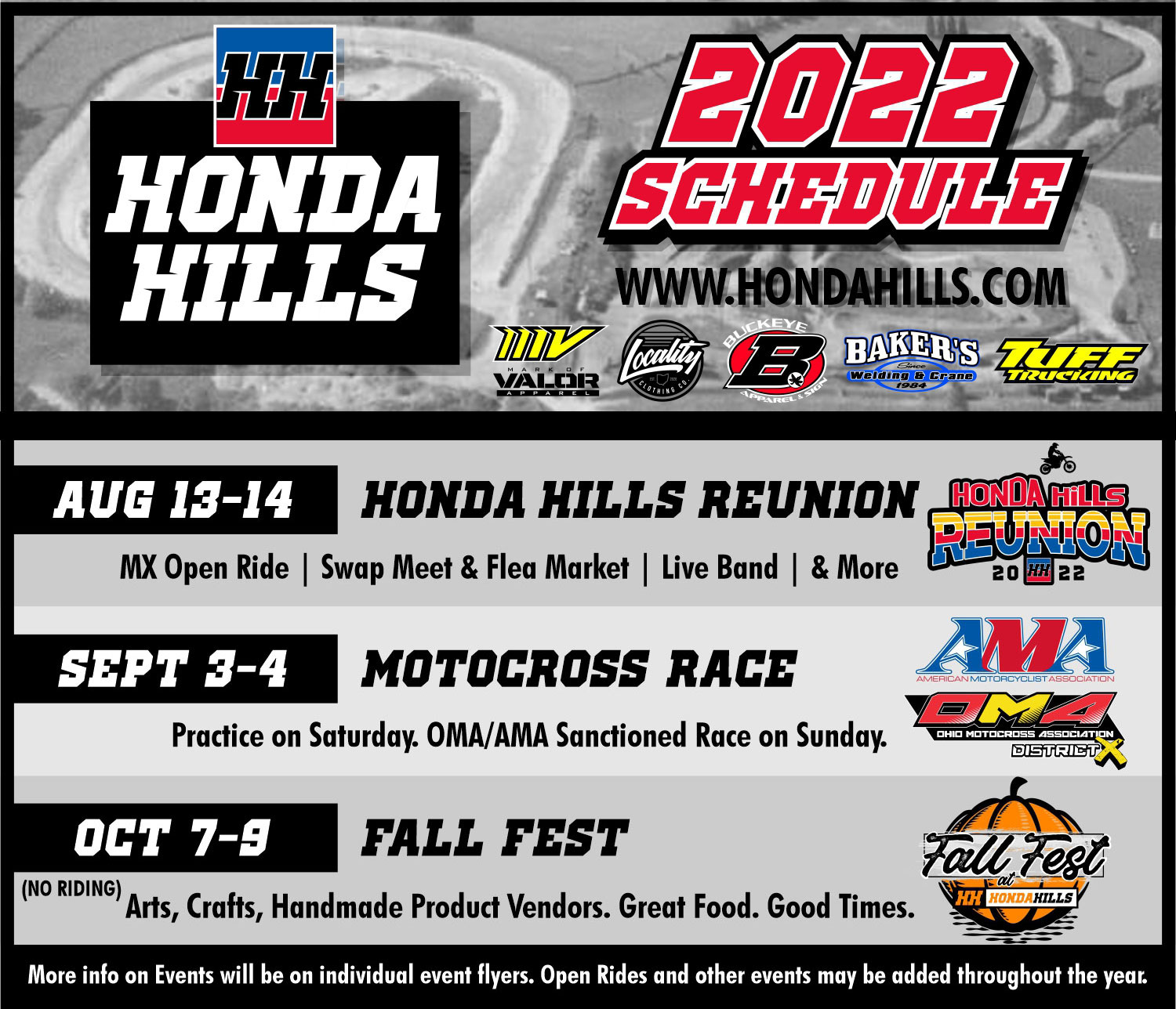 Honda Hills 2022 Schedule