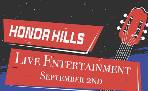 Honda Hills Sept 2 LIVE MUSIC-TURN IT UP.